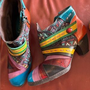 Colorful Ankle Boots with Artistic Patterns